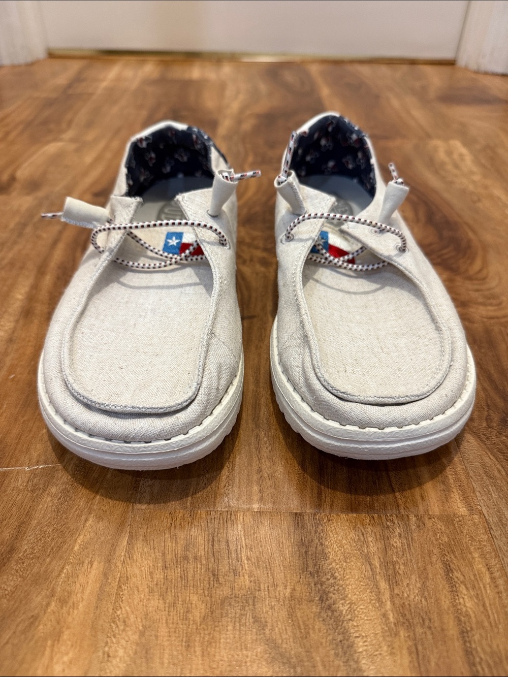 Hey Dude Light Beige Canvas Slip-Ons with Texas Flag Accent - Picture 5 of 7